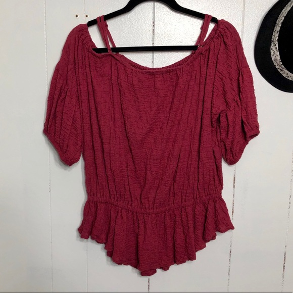 Free People Tops - Free People Washed Berry Cold Shoulder Top NWT